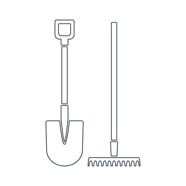 Schaufel und Harke line icon.vector design — Stockvektor