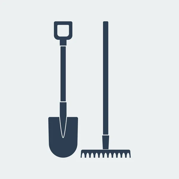 Schaufel und Harke icon.vector design — Stockvektor