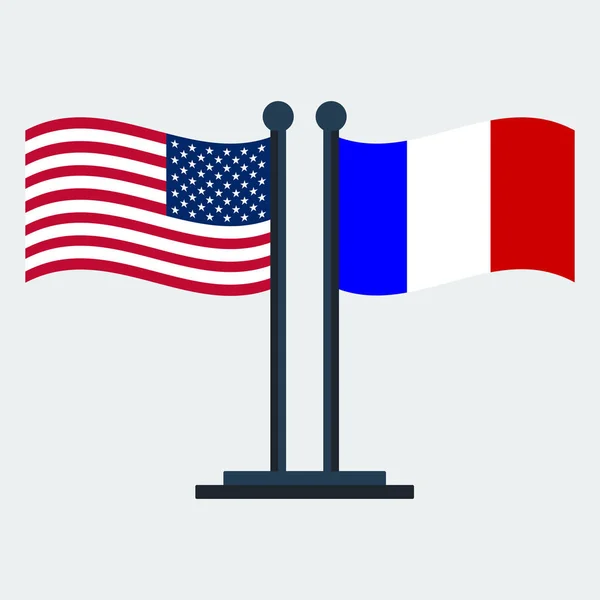 Bandeira dos Estados Unidos e França.Bandeira Stand. Ilustração vetorial — Vetor de Stock