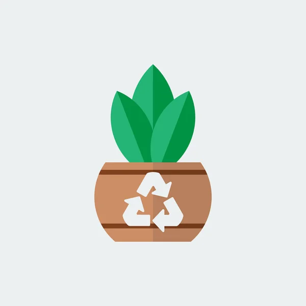 Zöld növény pot ikonnal. Lapos kivitel. Vektoros illusztráció — Stock Vector