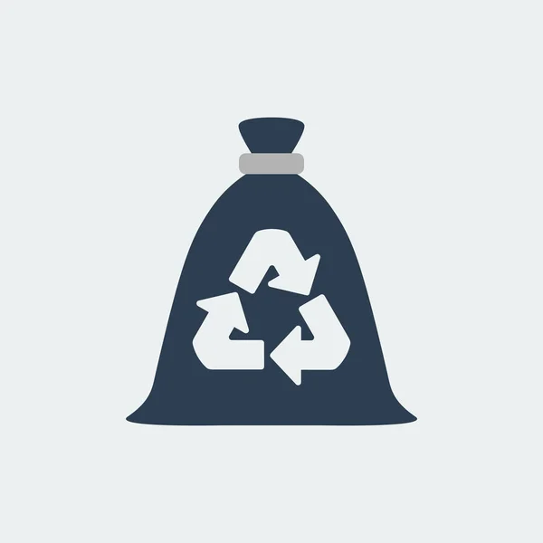 Sac poubelle, icône du recyclage et de l'utilisation des ordures. — Image vectorielle