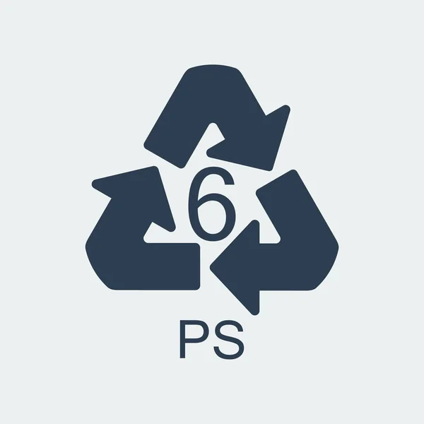 Kunststof recycling symbool Ps 6, inwikkeling Plastic, Label. Vectorillustratie — Stockvector