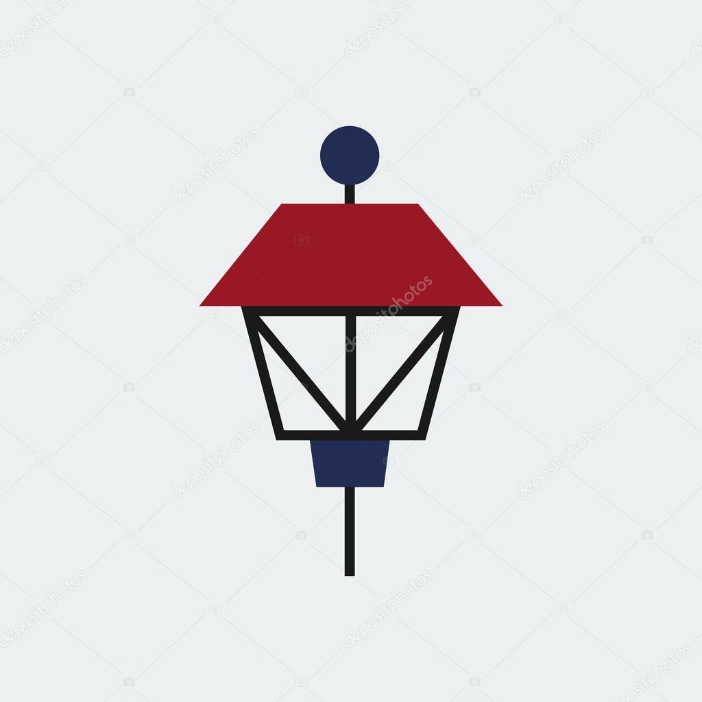 Colored Park Lamp Icon.Flat Design.Vector Illustration