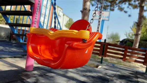 Reflection Sun Red Swing Park — Stock Photo, Image