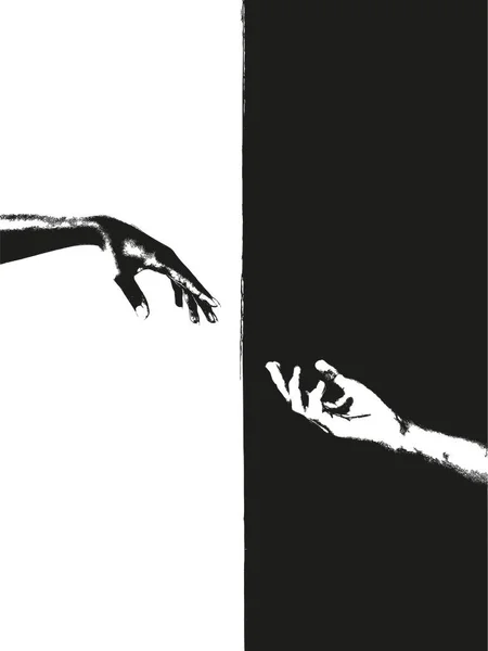 Dos Manos Dibujando Representa Blanco Negro Bien Mal Están Representados — Archivo Imágenes Vectoriales