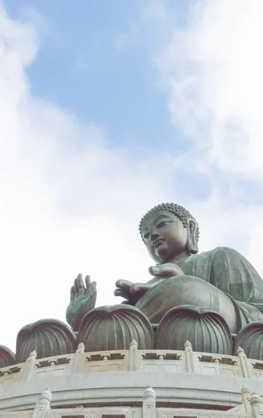 Big Giant Huge Buddha Hong Kong Fog Cover Area Place — Stock Photo, Image