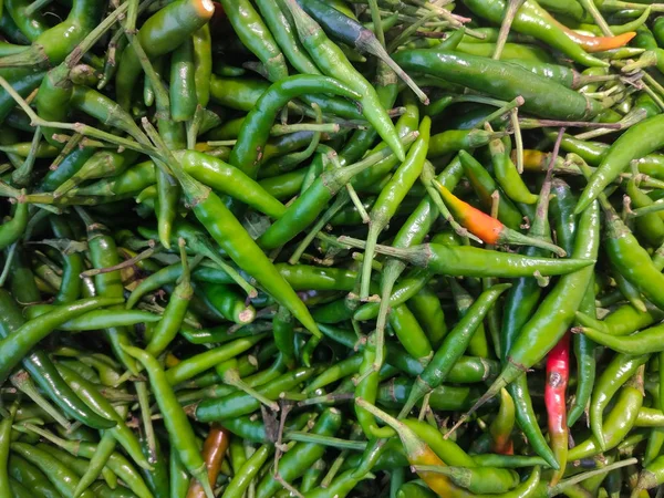 Plenty of green chilli in the market in Thailand