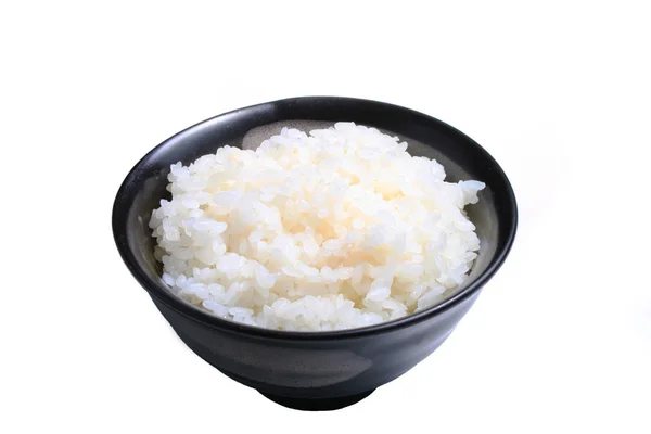 日本大米在土杯隔离在白色背景 — 图库照片