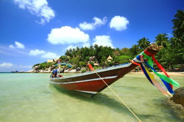 Koh Tao adasındaki tekne, Surat Thani Eyaleti, Tayland 