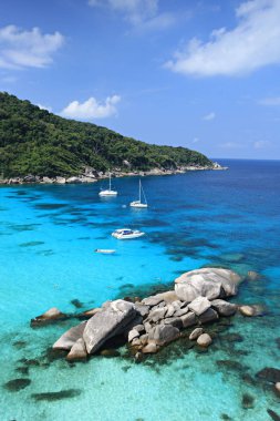  Koh Tao adasındaki tekneler, Surat Thani Eyaleti, Tayland 