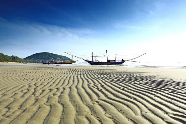 Schoonheid Van Het Zand Zeespiegel Daalde Haad Sairee Strand Chumphon — Stockfoto