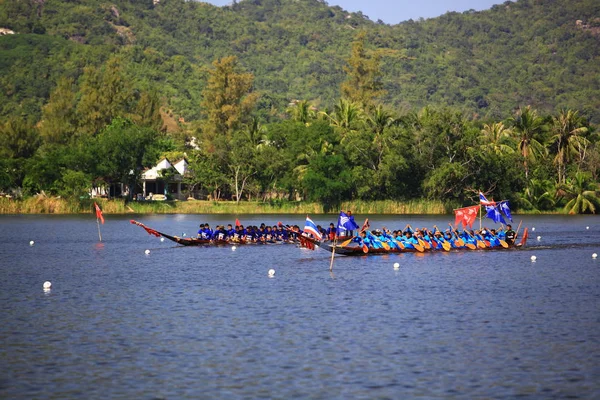 Hua Hin Thailand December Deltakere Hua Hin Long Boats Competition – stockfoto