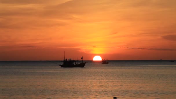 Boat Sea Sunset — Stock Video