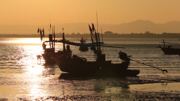Лодки Лесном Парке Кхао Монг Лай Провинции Прачуап Кхири Хан — стоковое видео