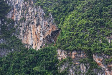 Khao Sok Ulusal Parkı 'nın manzarası, Tayland' ın Surat Thani Eyaleti 'ndeki Ratchaprapha Barajı' nda popüler bir yer. 