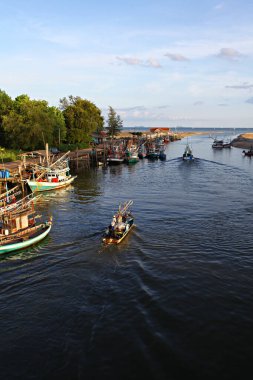 Chumphon, Thailand- 29 May 2011: Scenery view from fishing boats viewpoint at Ban Bang Son fishing community in Pathio