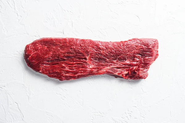 Raw Tri Tip Bottom Sirloin Steak White Stone Background Top — Stock Photo, Image