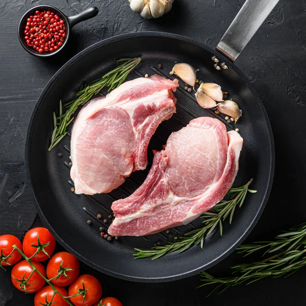 Pork Belly Farm Fresh Cutlet Oil Spices Grill Ingredients Cooking — Stock Photo, Image