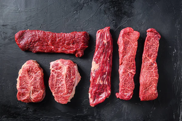 Surowe Mięso Organiczne Top Blade Steki Pobliżu Maczety Denver Stek — Zdjęcie stockowe