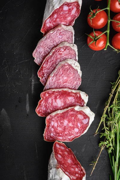 Set Varie Fette Salumi Salumi Secchi Spagnoli Stagionati Tagli Interi — Foto Stock