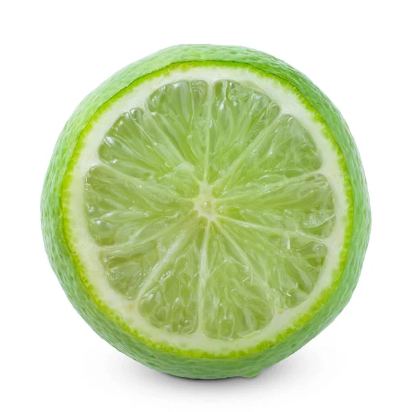 Lime Sliced Isolated White Background Clipping Path 新鲜柑橘类水果 — 图库照片