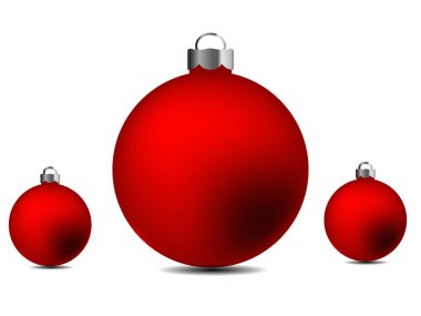 Beyaz arka planlı kırmızı toplu kırmızı noel toplarının resmi. Beyaz arka plan beyaz noel ekipmanları. 