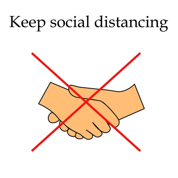 Pas Illustration Vectorielle Poignée Main Maintenir Distance Sociale — Image vectorielle