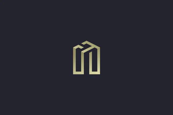 Logotipo Inmobiliario Lujo Del Edificio Oro — Vector de stock