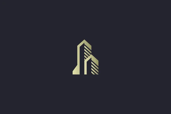 Logotipo Inmobiliario Lujo Del Edificio Oro — Archivo Imágenes Vectoriales