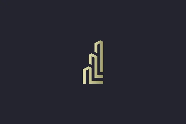 Logotipo Inmobiliario Lujo Del Edificio Oro — Vector de stock