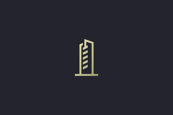 Lüks Altın Bina Emlak Logosu — Stok Vektör