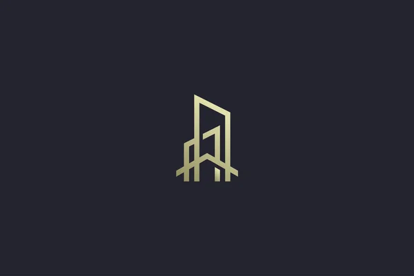 Logotipo Inmobiliario Lujo Del Edificio Oro — Archivo Imágenes Vectoriales