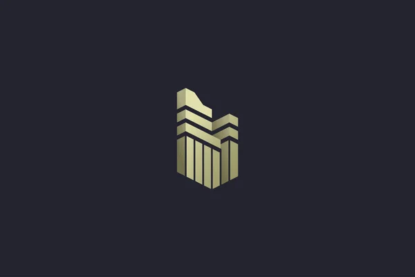 Luxury Gold Building Real Estate Logo — Stock Vector