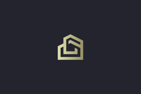 Logotipo Imobiliário Luxuoso Casa Ouro — Vetor de Stock