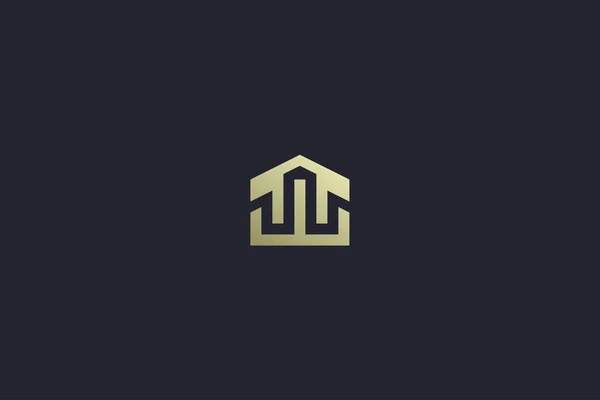 Logotipo Imobiliário Luxuoso Casa Ouro — Vetor de Stock
