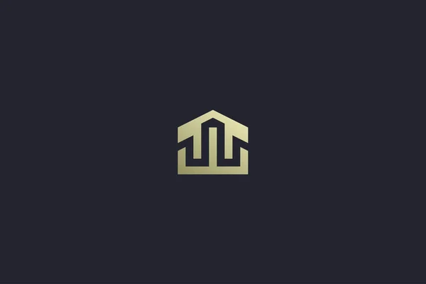 Lyxigt Gold House Property Real Estate Logo — Stock vektor