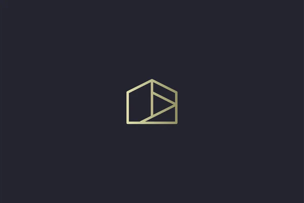 Luxury Gold House Nieruchomości Logo Nieruchomości — Wektor stockowy