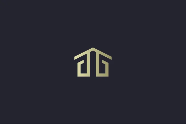 Logotipo Imobiliário Luxuoso Casa Ouro — Vetor de Stock