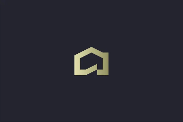 Logotipo Inmobiliario Lujo Casa Oro — Archivo Imágenes Vectoriales