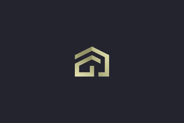 Lyxigt Gold House Property Real Estate Logo — Stock vektor