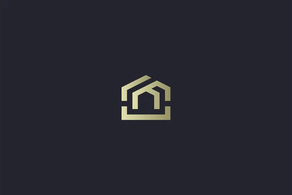 豪華なゴールドハウス不動産のロゴ — ストックベクタ