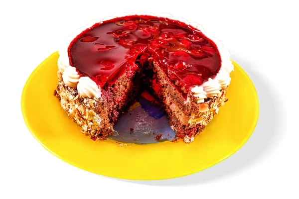 접시에 조각을 케이크 고립됨 — 스톡 사진