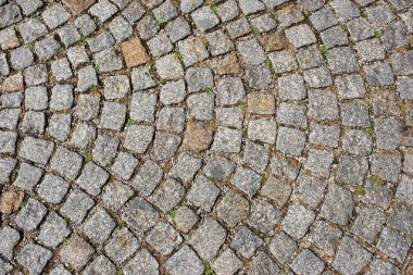 Çakıl taşı kaldırım dokusu. Yukarıdan görüntüle.