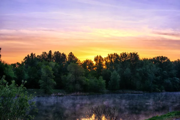 Een Prachtige Zonsopgang Rivier Vroege Ochtend — Stockfoto