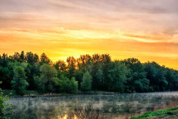 Een Prachtige Zonsopgang Rivier Vroege Ochtend — Stockfoto