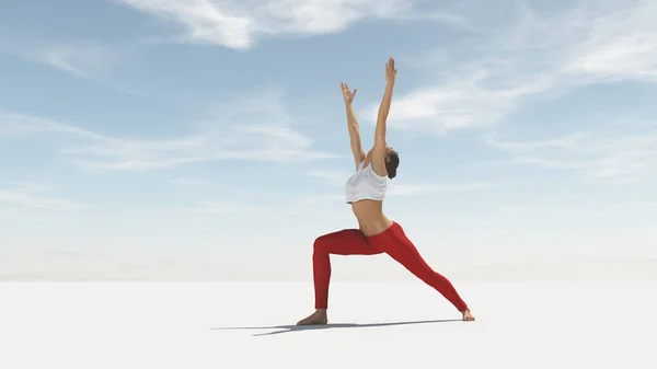 Young woman doing yoga outdoor. This is a 3d render illustration
