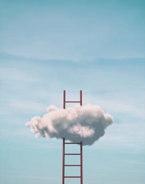 Escadaria Para Céu Escada Nuvens Com Fundo Céu Azul Esta — Fotografia de Stock