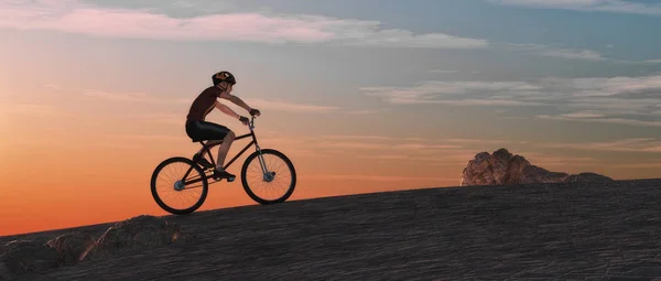 Mann Mit Mountainbike Nach Oben Dies Ist Eine Darstellung — Stockfoto