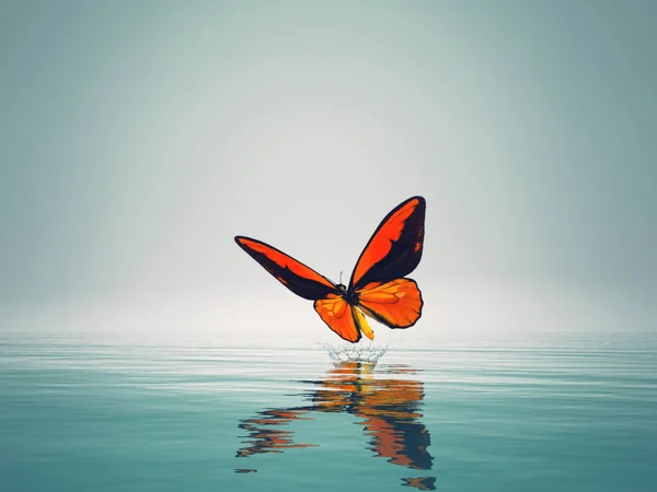 Una Mariposa Roja Mar Esta Una Ilustración Renderizado —  Fotos de Stock