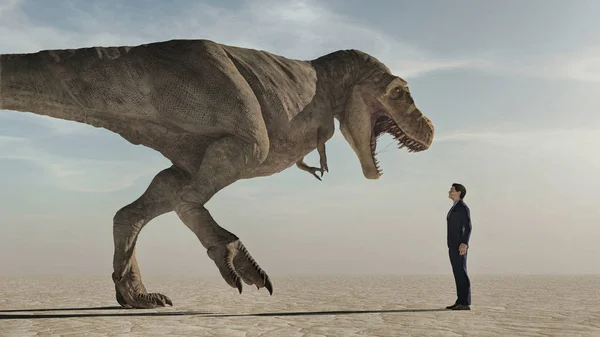 Confront the dinosaur — Stock Photo, Image